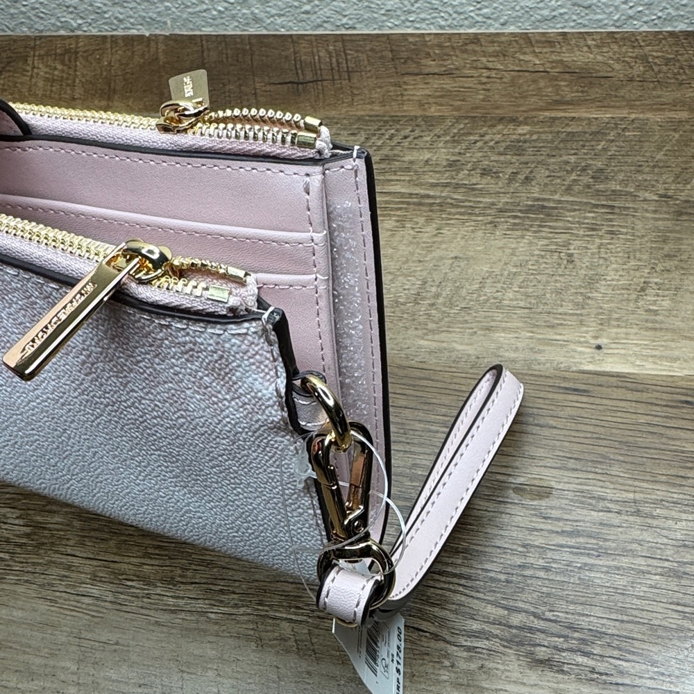 Michael Kors Large Double Zip Pink Blush  Ombre Wristlet Clutchp - Picture 5 of 6